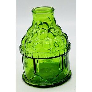 Wheaton Green Glass Drum Cannonballs Bitters Bottle‎ 3.5" Vintage New Jersey